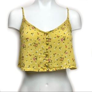 FOREVER 21 Floral Sunshine Yellow Crop Top Small